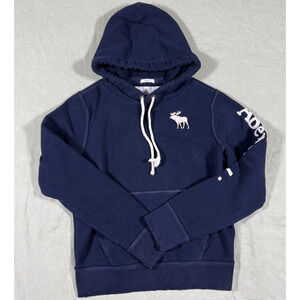 Abercrombie & Fitch Muscle Fit Logo Pullover Navy Hoodie Men's L Vintage Y2k